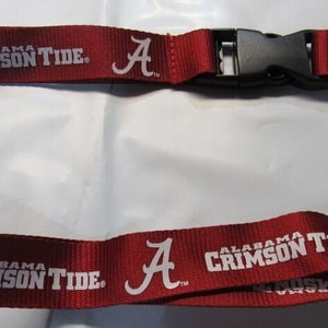 NCAA Alabama Crimson Tide Card Red Logo and Name White Lanyard 23" Long 1" Wide