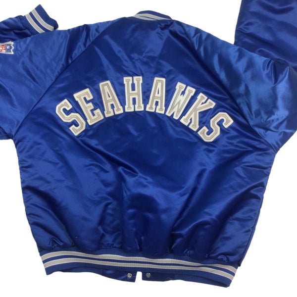 Vintage Seattle Seahawks NFL Satin bomber jacket. Made in the USA. Chalk  line. Stitched graphic. XL