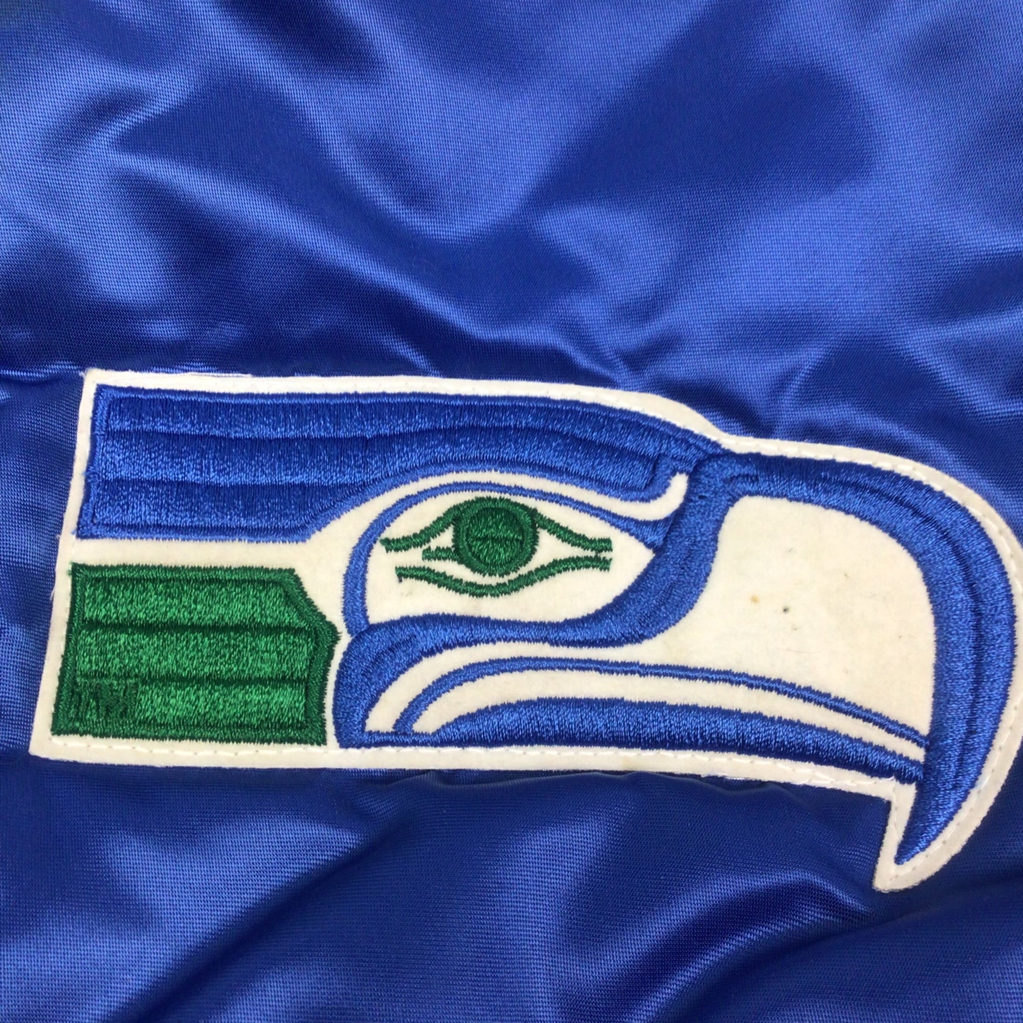 Vintage Seattle Seahawks NFL satin bomber. Stitched graphic. High