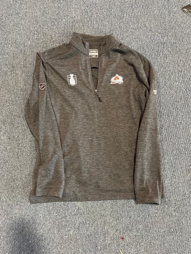 New Gray Fanatics Colorado Avalanche Team Issued 2022 Playoffs 1/4 Zip Pullover L & XL