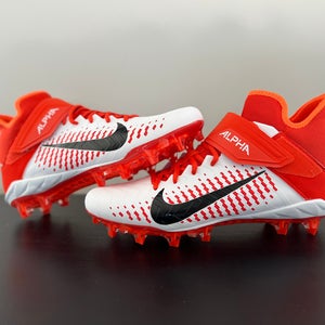 Size 13 Nike Alpha Menace Pro 2 Mid Football Cleats AQ3209-107 White/Orange