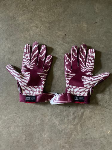 Maroon Adult Medium Under Armour F5 Gloves