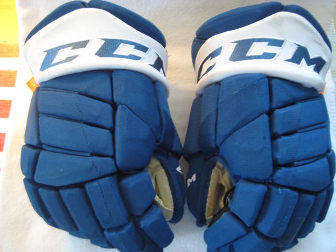 Game Used Blue CCM HGPJSPP Pro Stock Gloves Colorado Avalanche Team Issue 14”