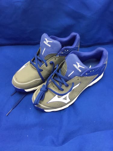 Mizuno 9-spike Advanced Swagger 2 Low Baseball Cleat SZ 9.5 Grey/Royal blue