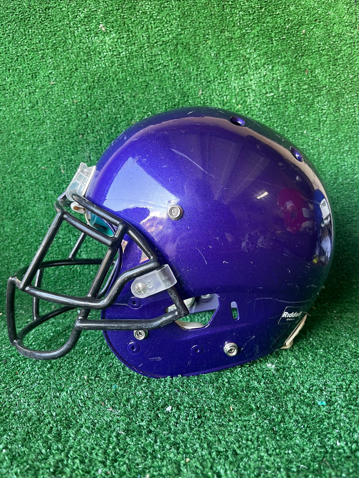 metallic purple football helmet