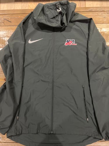 Nike USA Hockey Gray Windbreaker Jacket M Team Issue
