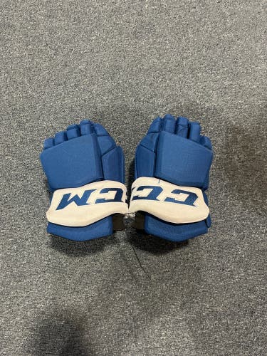 Game Used Blue CCM HGTKPP Pro Stock Gloves Colorado Avalanche Team Issued 14”