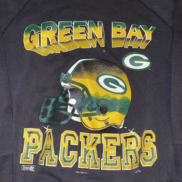 Vintage 1993 Green Bay Packers BlackCrewneck Sweatshirt Size Medium NFL  Helmet