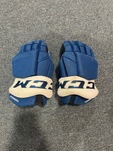Game Used Blue CCM HGTKPP Pro Stock Gloves Colorado Avalanche Sherwood 14”