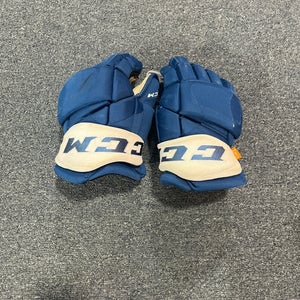 Game Used Blue CCM HGPJSPP Pro Stock Gloves Colorado Avalanche #74 14”