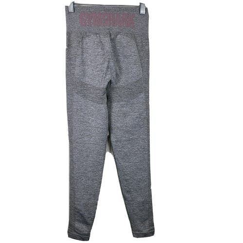Gymshark Flex Leggings Gray And Pink  High Waisted Stretch Gym Athletic Size: XS
