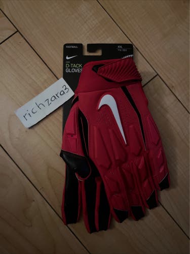 Nike D-Tack Red Lineman Football Gloves Red Sz 2XL (CK2926-636)