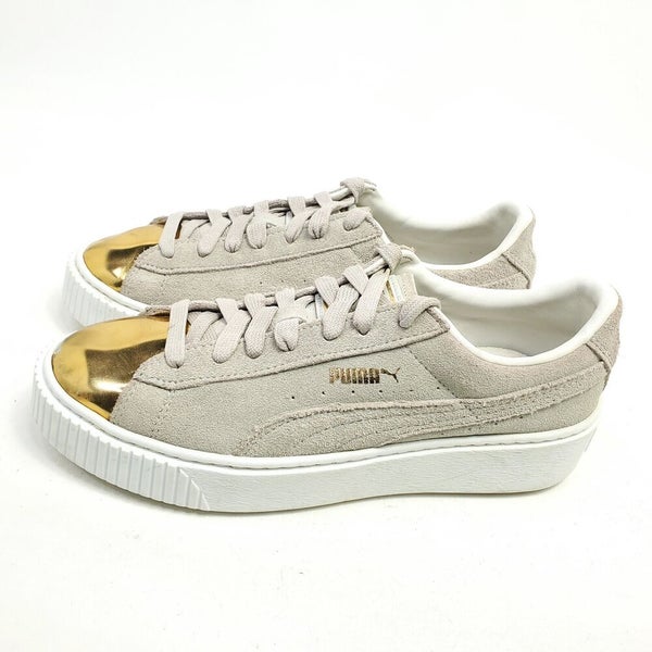 kompas reptielen Observatorium Puma Suede Platform Gold Womens Shoes Sneakers Size 8.5 Cream Beige Lace Up  | SidelineSwap