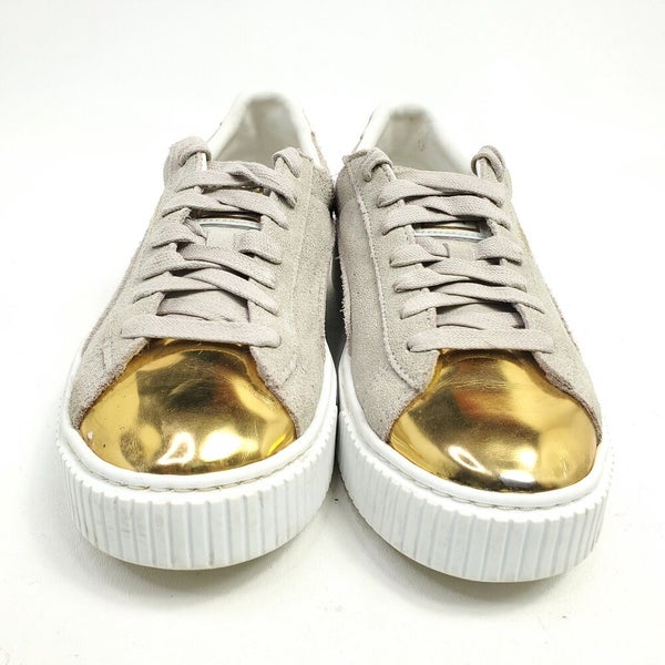 kompas reptielen Observatorium Puma Suede Platform Gold Womens Shoes Sneakers Size 8.5 Cream Beige Lace Up  | SidelineSwap