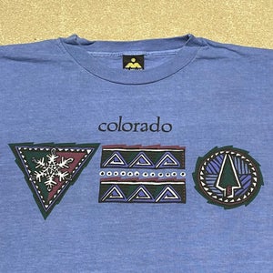 Colorado Ski T Shirt Men Large XL Adult Blue Nature Snow Vintage 90s USA