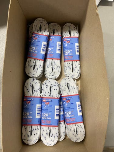 2 PACK Textile Hockey Laces White Thin Waxed Various Sizes 9332
