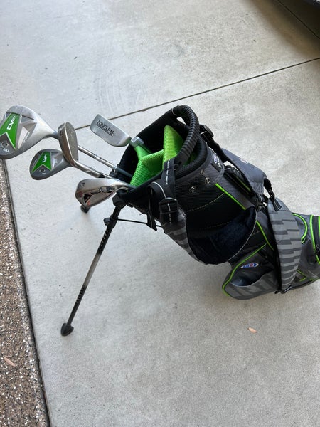 Youth Golf Clubs - Right Hand UL57-s 5 Club Stand Set, Grey/Green Bag