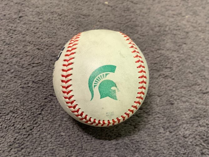 Game-used Michigan State University Stamped Rawlings Baseball Pearl