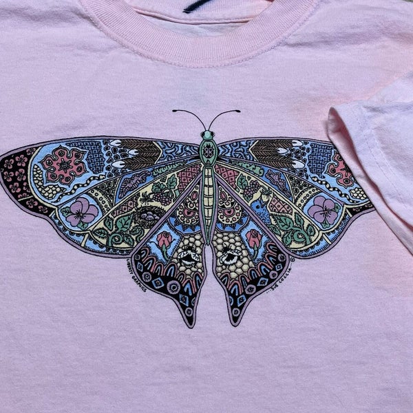 Butterfly T Shirt Girls XL Youth Pink Dragonfly Nature Insect Bugs Outdoor  Retro