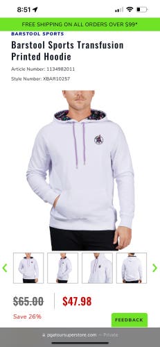 Barstool Sports hooded sweatshirt white new medium New