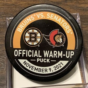 Boston Bruins vs Ottawa Senators November 9, 2021 Warm-Up Game Used Puck