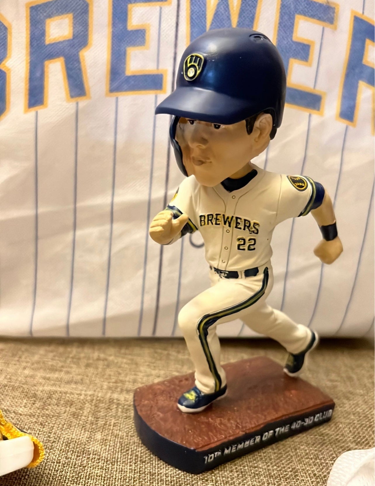 Christian Yelich + Freddy Peralta bobble head Milwaukee Brewers bag jersey  hat