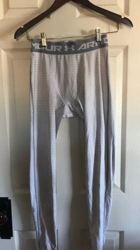 Unisex White Large Under Armour Compression Pants