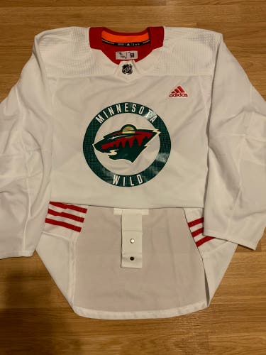 Practice Worn Used Minnesota Wild MiC Rookie Hockey Jersey White 56 Number 78