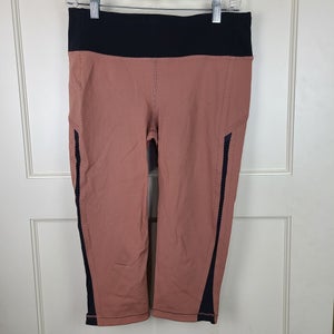 Lululemon Smooth Stride Crop Luxtreme Leggings Mesh Laser Cut Henna Black Sz 8