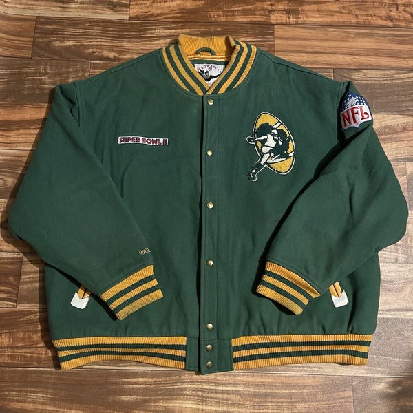 Vintage Green Bay Packers Leather Bomber NFL Winter Jacket 