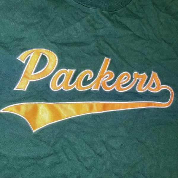 Vintage Green Bay Packers Script Spellout Embroidered T-Shirt Size XL/XXL