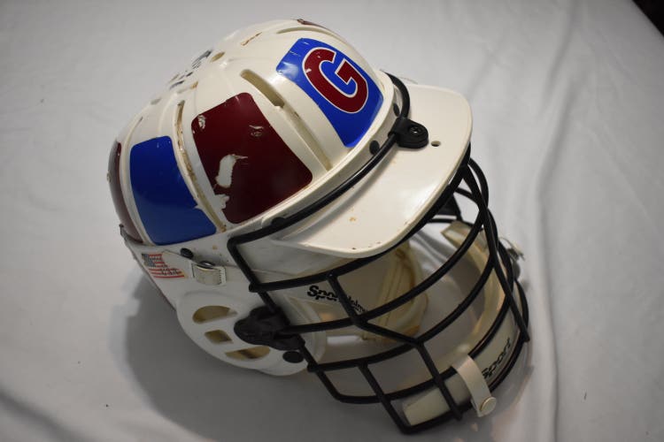 Vintage Lacrosse Helmet, White/Red/Blue