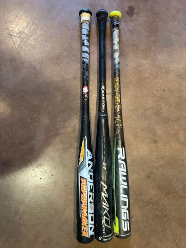 3x 33” BBCOR Bats (Easton Mako Beast, Anderson Widowmaker, Rawlings 5150)