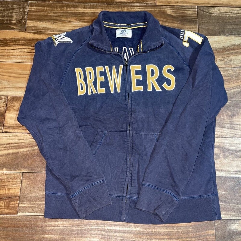 Milwaukee Brewers Gold Men's BIG & TALL MLB Authentic On-Field Thermal  Full-Zip Jacket
