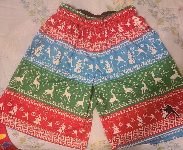 Lacrosse Unlimited Holiday Christmas shorts, youth large