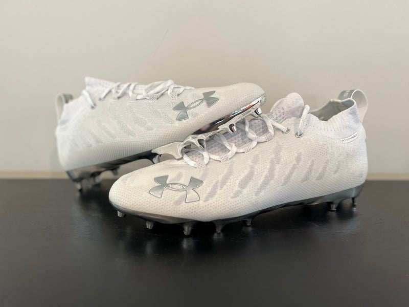 Size 15 Under Armour UA Spotlight Lux MC White Football Cleats NEW  3023959-101 SidelineSwap