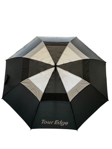 Tour Edge Double Canopy Premium Golf Umbrella Black/White/Silver