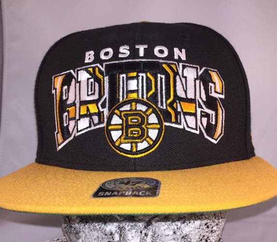 Boston Bruins Hockey 47 Brand Snapback Flat Brim Cap Hat NEW