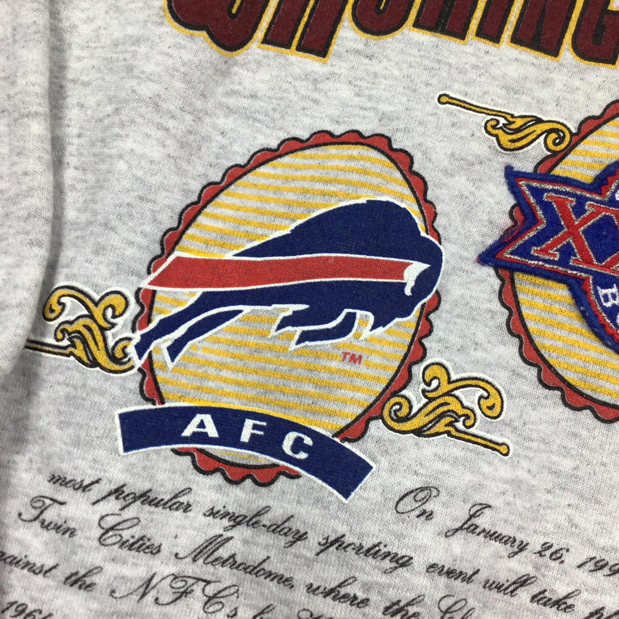 1992 Buffalo Bills Washington Redskins Super Bowl XXVI NFL T Shirt Size XL  – Rare VNTG