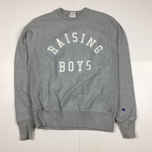 Raising Boys Champion Reverse Weave Crewneck Pullover Sweatshirt Gray (S)