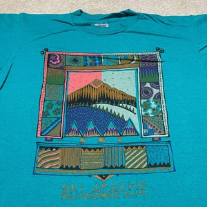 Ski Apache New Mexico T Shirt Men Large Adult Blue Mountains Vintage 90s USA