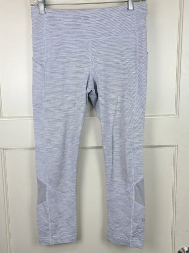 Lululemon Pace Rival Crop Full-On Luxtreme Stripe Play Gray Running Size 6