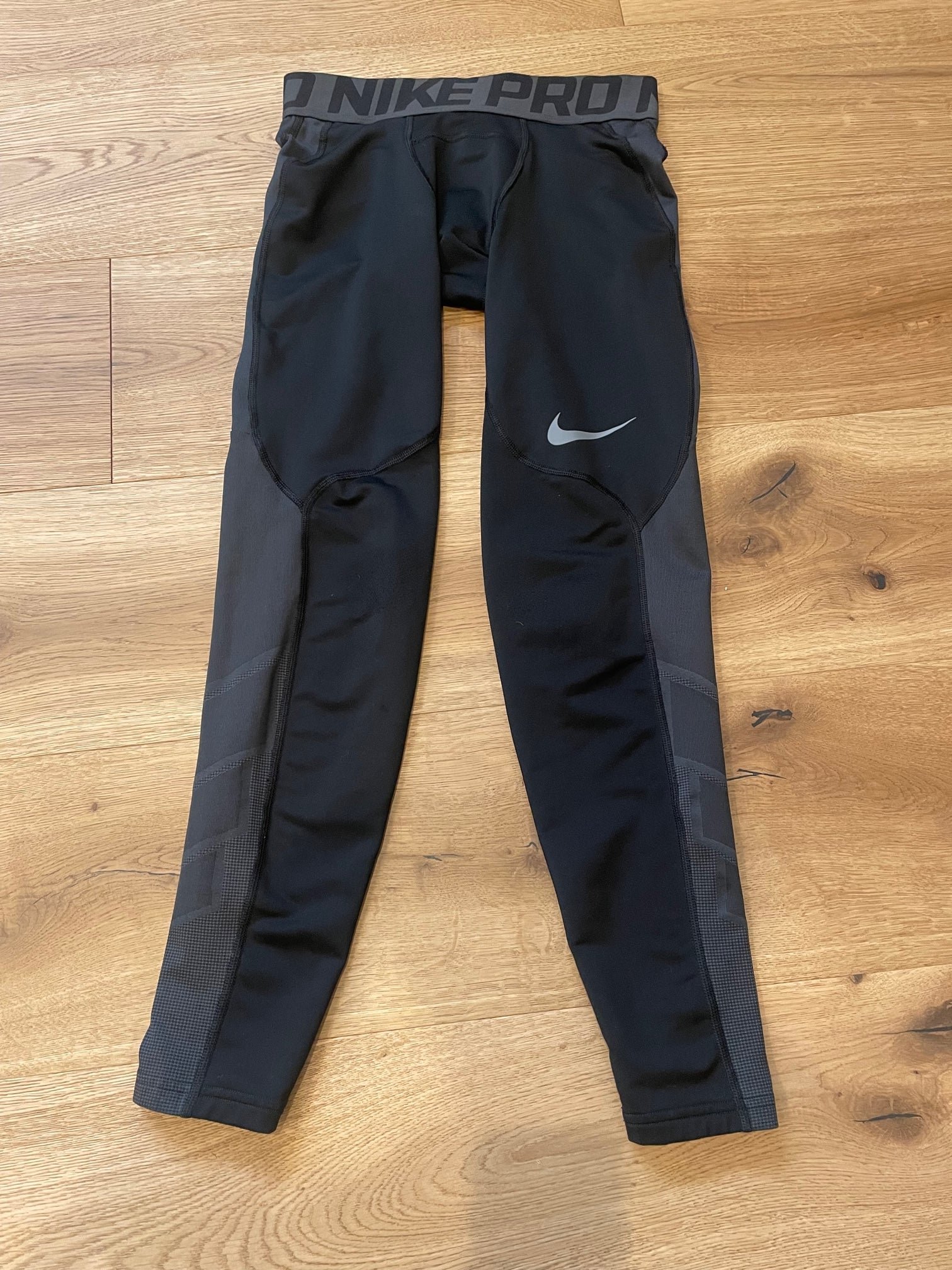 Nike Pro Hyperwarm Tights AOP - Cool Grey/Black Kids