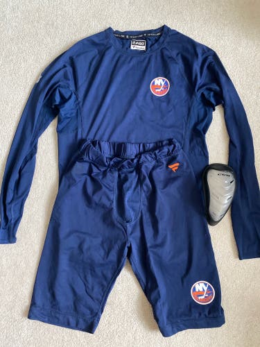RESERVED New York Islanders Long Sleeve Shirt, Compression Shorts, And CCM Cup