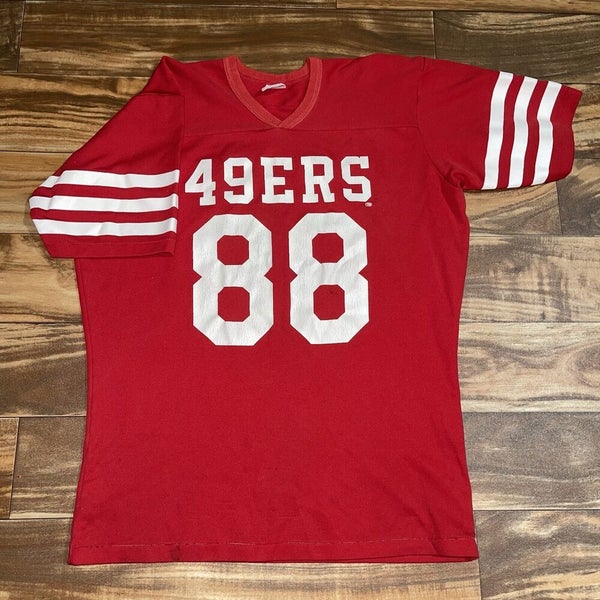 SAN FRANCISCO 49ERS VINTAGE 1980'S TRENCH ADULT T-SHIRT LARGE - Bucks  County Baseball Co.