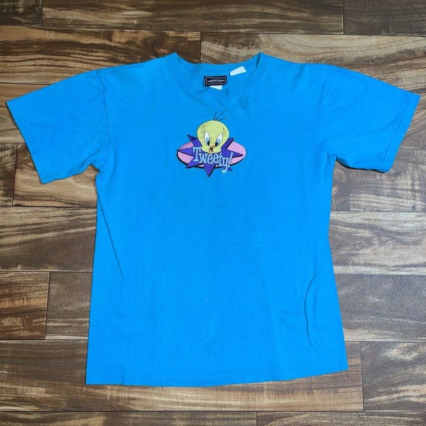 Vintage 1997 Tweety Bird Embroidered Women's T-Shirt M 90s Looney