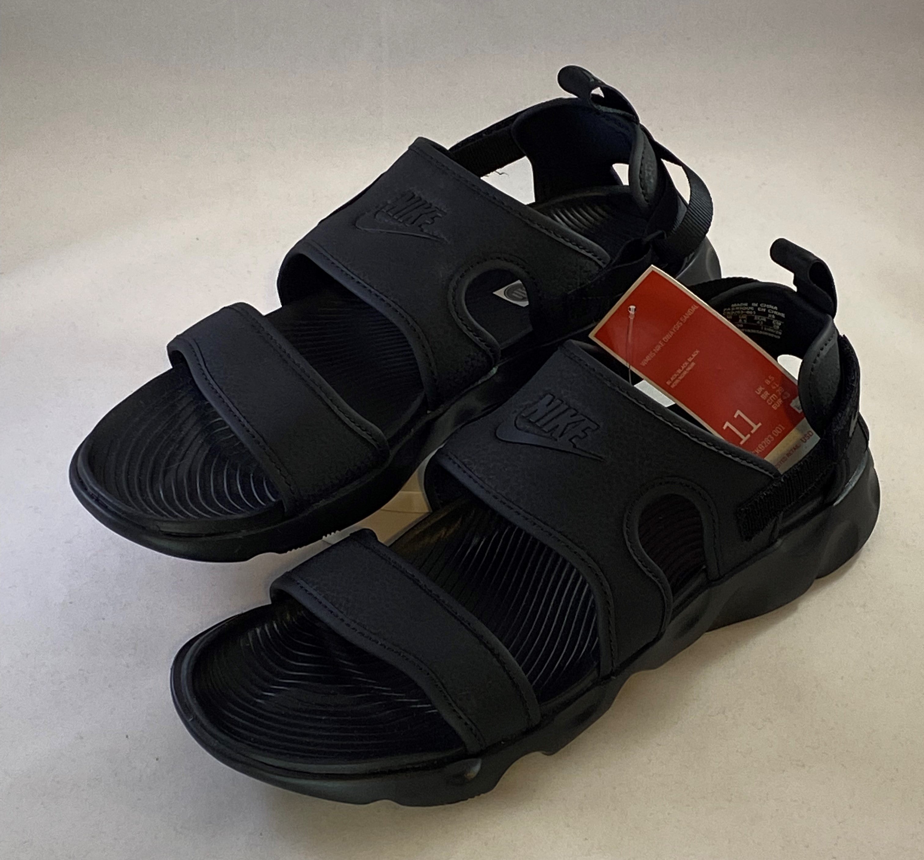 Wmns NIKE "Triple Black" Size 11W/9.5M Adjustable Strap Sandals New | SidelineSwap