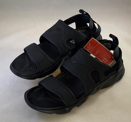 Wmns NIKE Owaysis "Triple Black" Size 11W/9.5M Adjustable Strap Sandals New