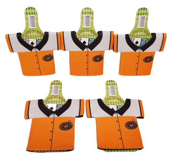 5 Piece Lot - Las Vegas Roulette Shirt Drink Koozie - Bottle Beer Holders