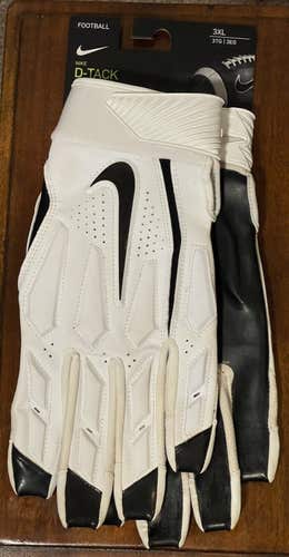 NWT men's 3XL nike D-TACK 6.0 Padded Lineman White/black Football Gloves